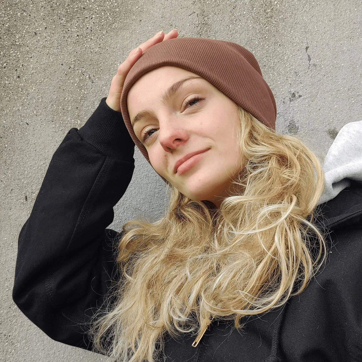 Wardrobe By Me Beanie Hat PDF sewing pattern, brown beanie, front