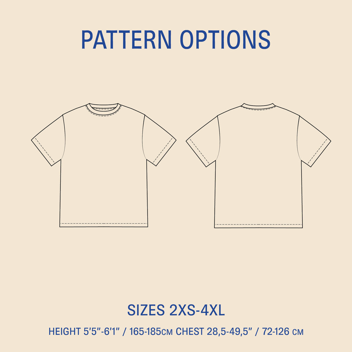Wardrobe By Me Big T-shirt PDF sewing pattern, pattern options page