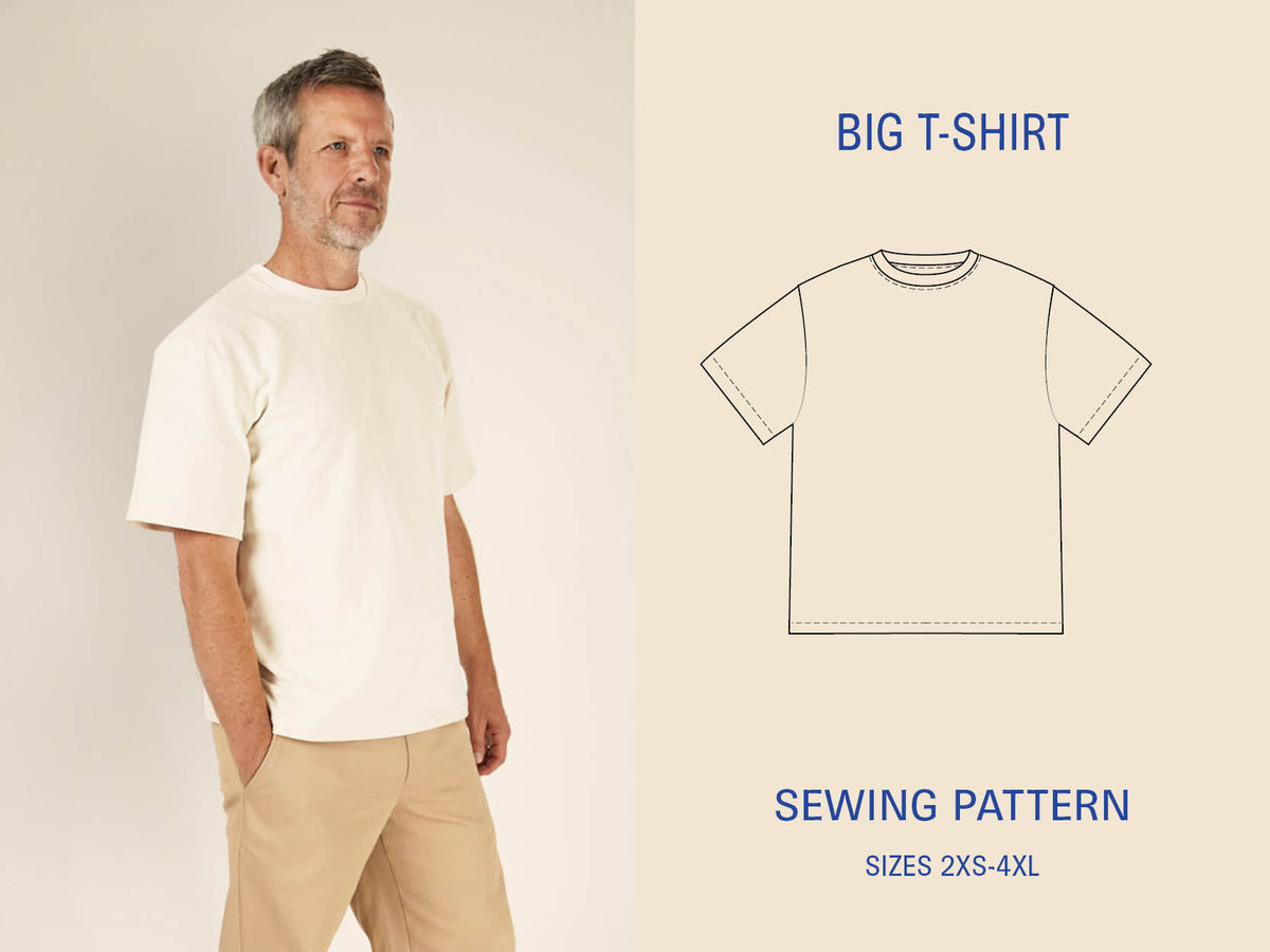 Wardrobe By Me Big T-shirt PDF sewing pattern, cover with a white tee