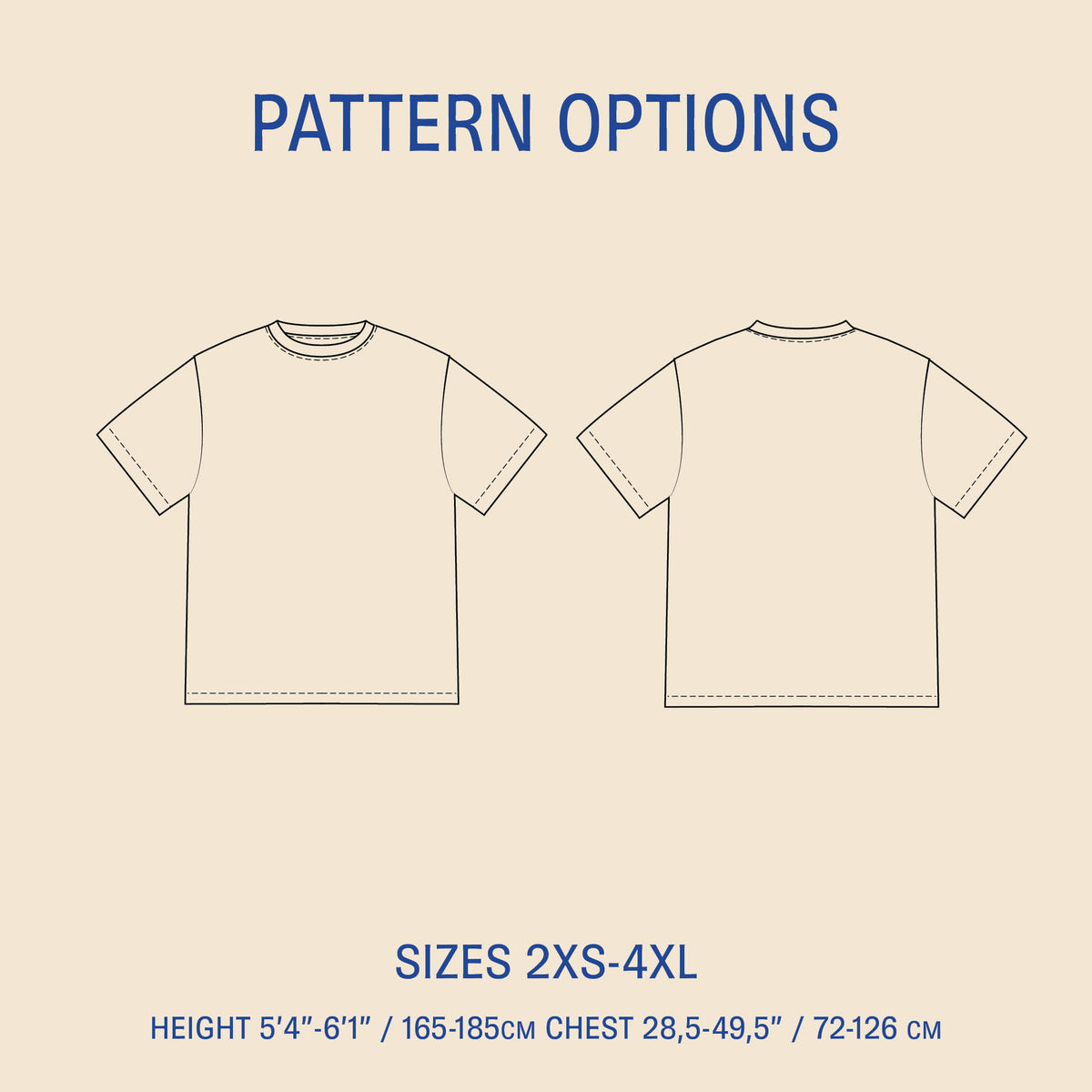 Wardrobe By Me Big T-shirt PDF sewing pattern, pattern pieces overview