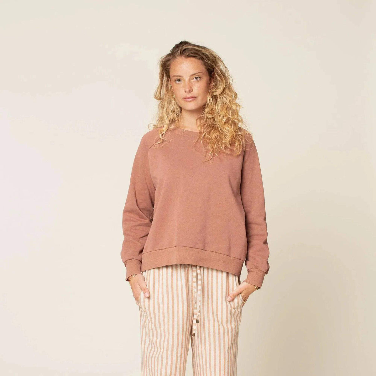 Wardrobe By Me Boxy Raglan Sweater PDF sewing pattern, pink raglan sweater