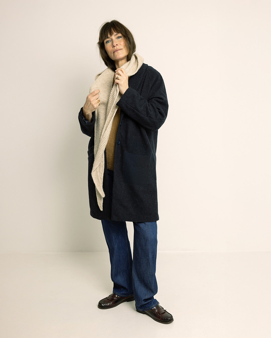 Wardrobe By Me Cocoon Coat PDF sewing pattern, grey coat open