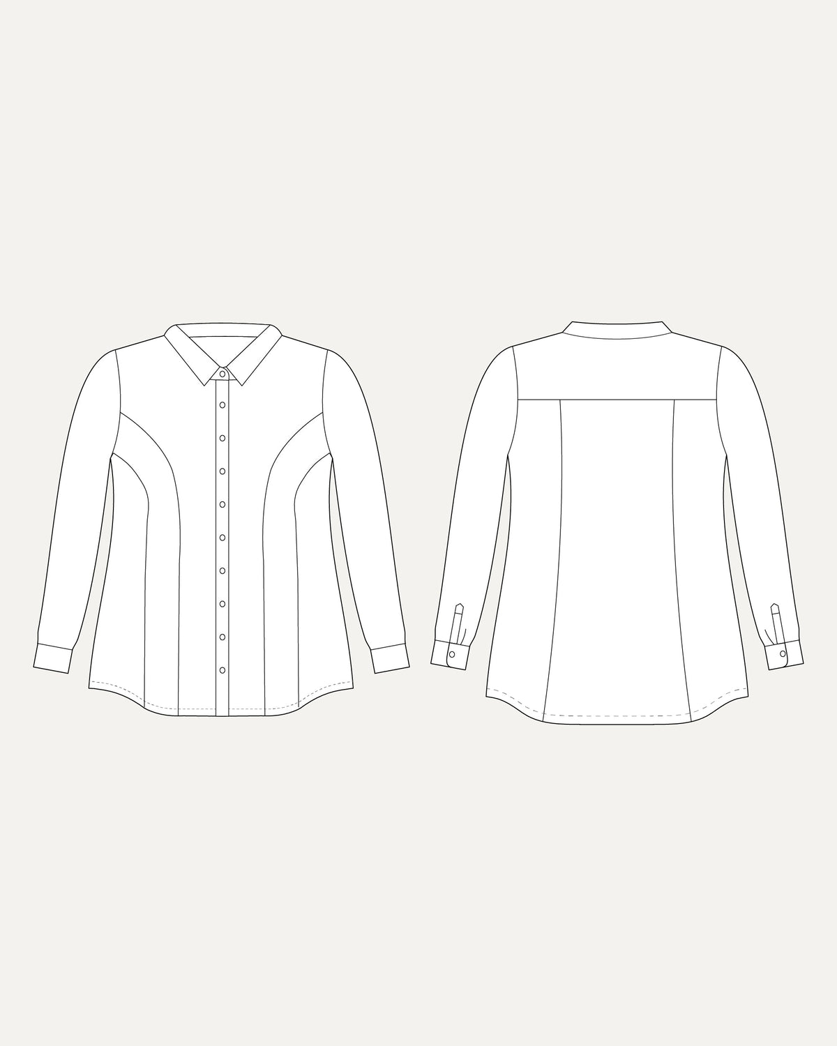 Cashmerette Harrison Shirt PDF sewing pattern technical line drawings of the views