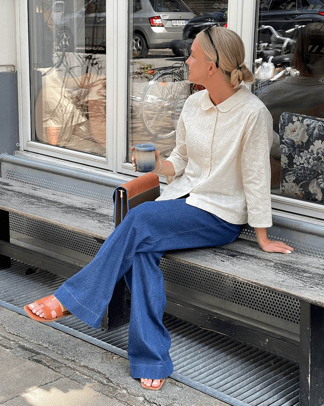Wardrobe By Me High Waist Pants PDF sewing pattern, pants worn with a black top