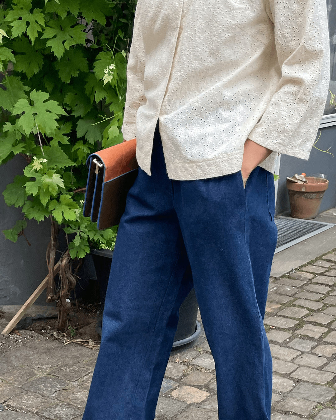 Wardrobe By Me High Waist Pants PDF sewing pattern, dark pants front view