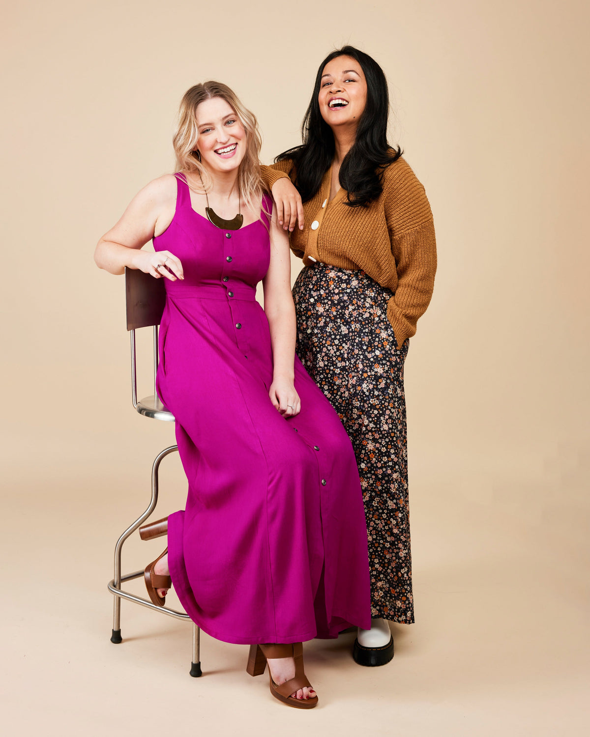 Cashmerette Holyoke Maxi Dress and Skirt PDF sewing pattern, two women posing together