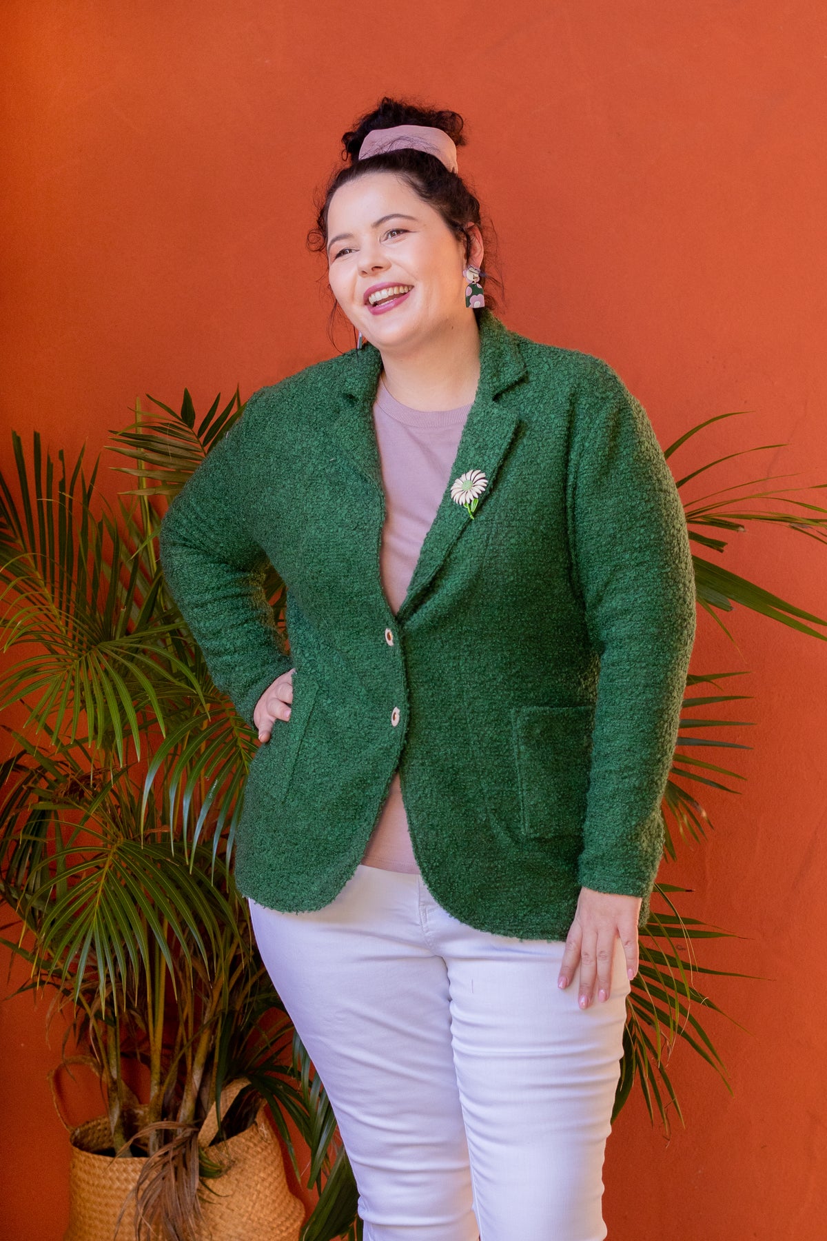 Sew to Grow Kaia Coatigan PDF sewing pattern, green coatigan front view