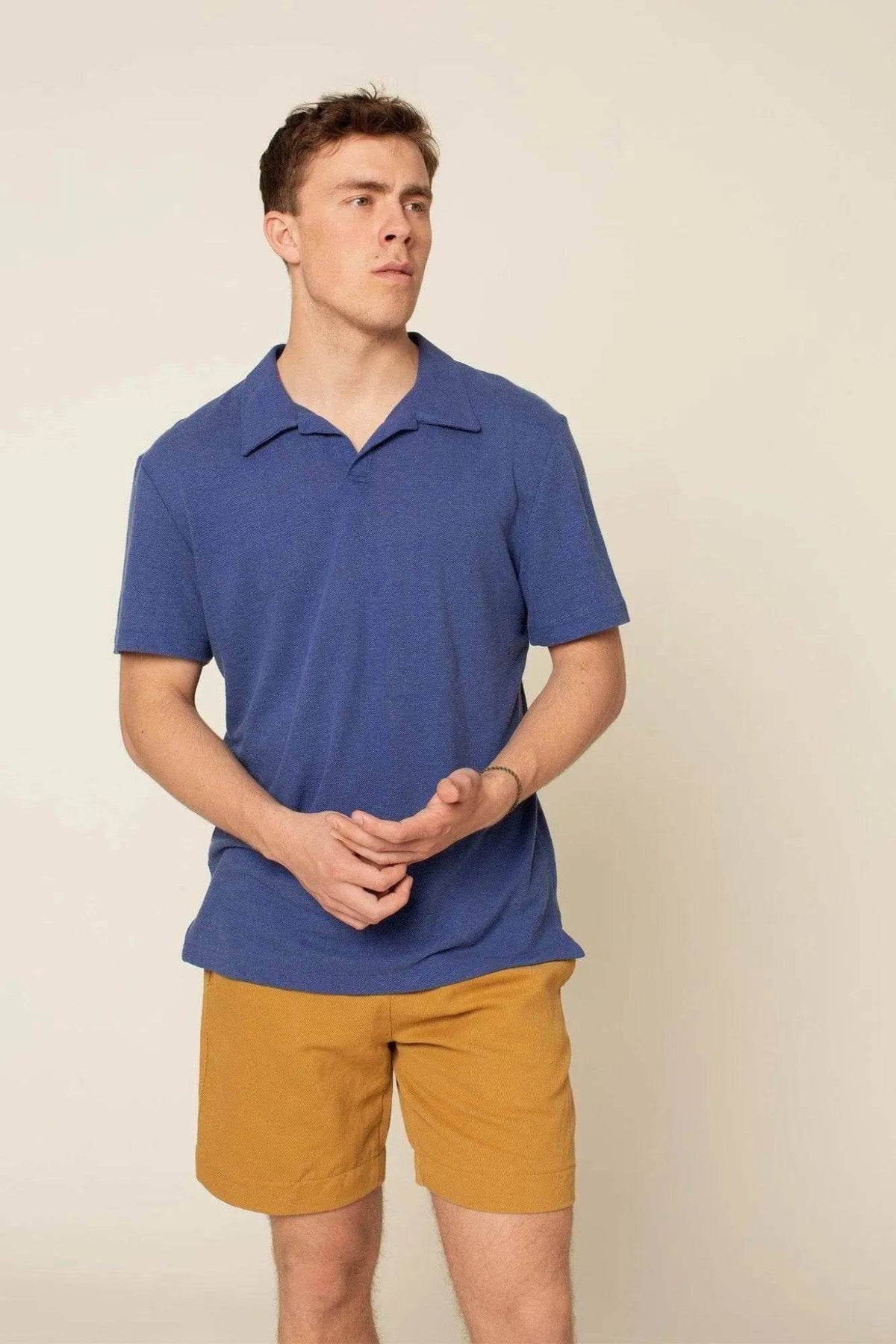 Wardrobe By Me Loose Linen Pants PDF sewing pattern, model in blue linen pants
