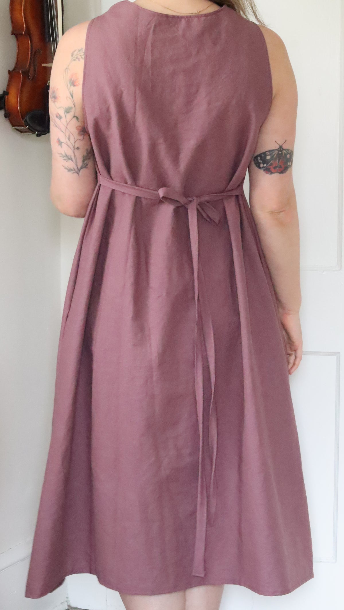 Hey Hey Dorothy Kay Margot Dress PDF sewing pattern, mauve dress side view