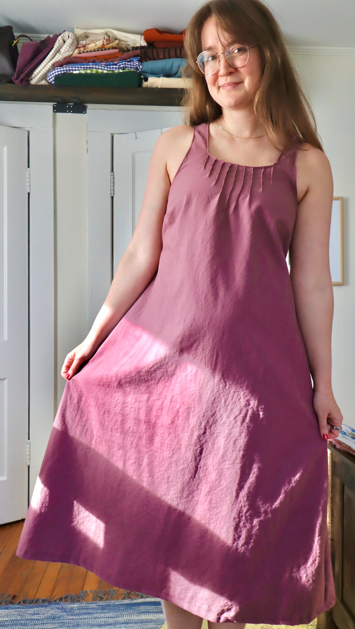 Hey Hey Dorothy Kay Margot Dress PDF sewing pattern, pink dress walking