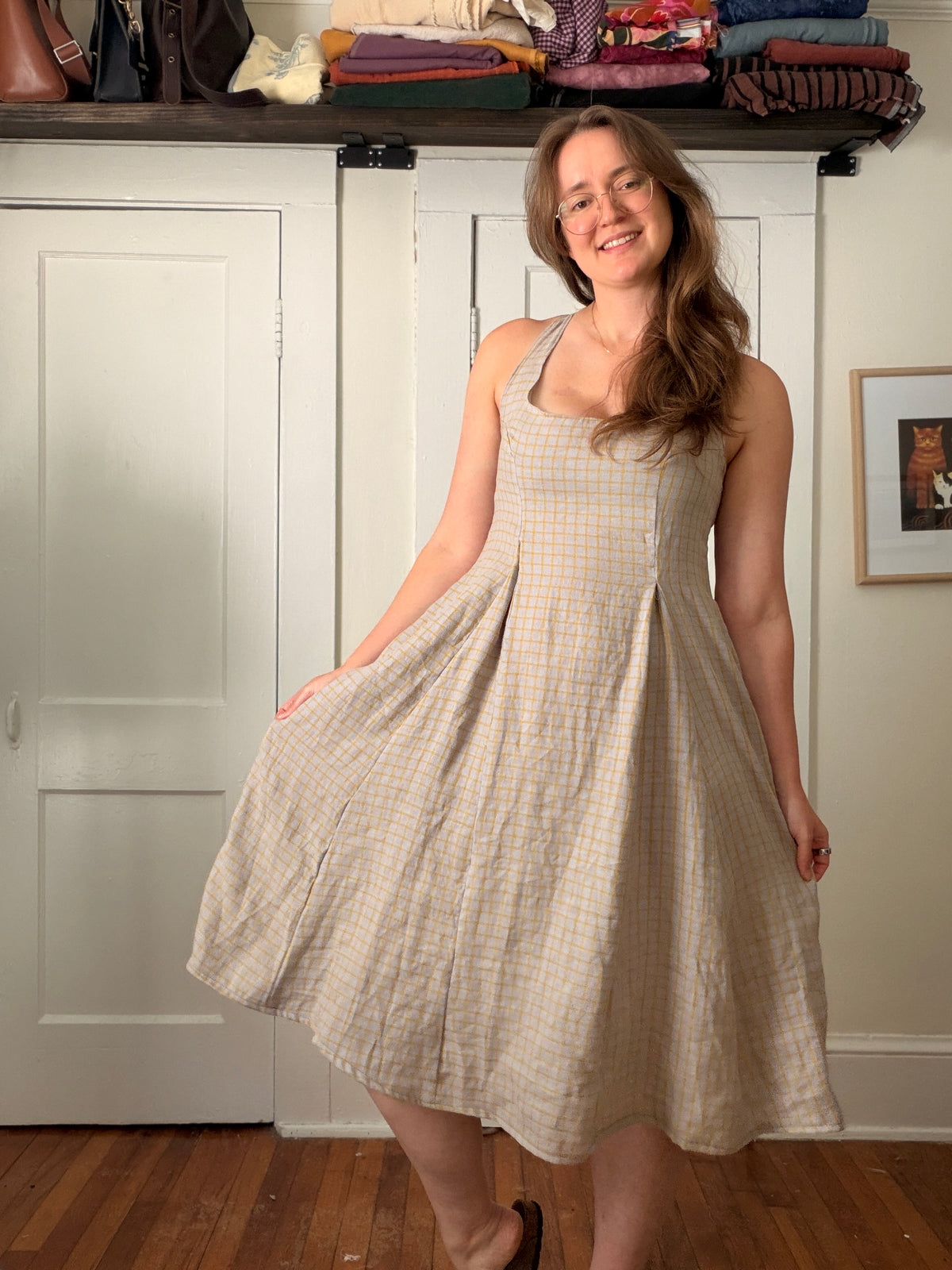 Hey Hey Dorothy Kay Melanie Dress PDF sewing pattern, cream dress back view