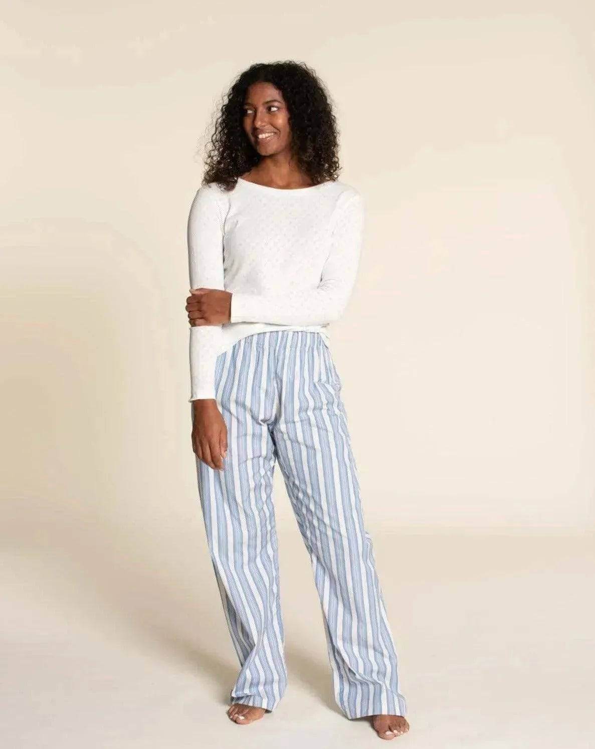 Wardrobe By Me unisex Pajama Pants PDF sewing pattern, model in grey pajama pants