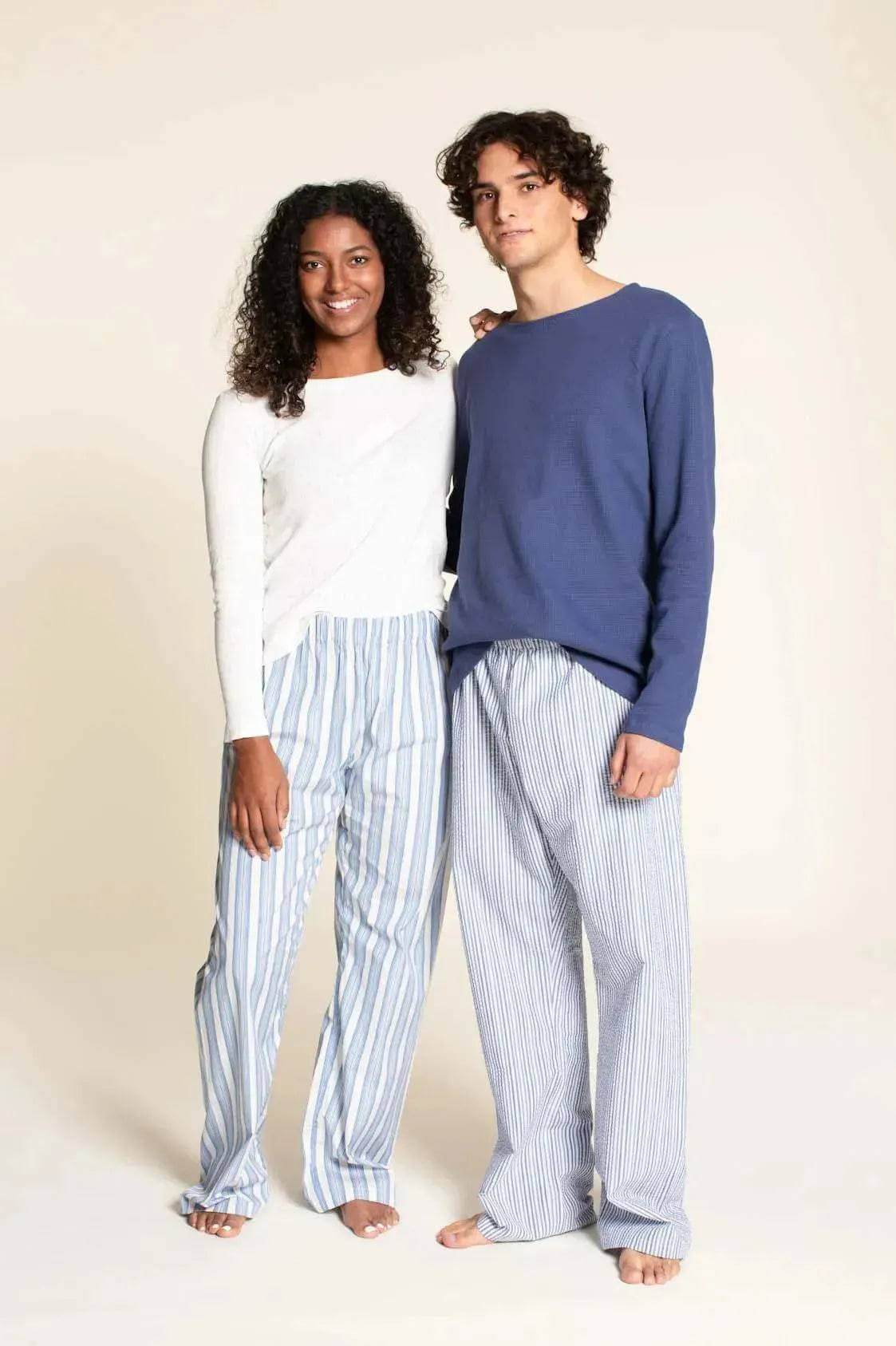 Wardrobe By Me unisex Pajama Pants PDF sewing pattern, couple in matching pajama pants