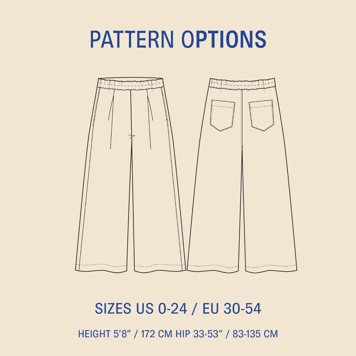 Wardrobe By Me Palazzo Pants PDF sewing pattern, pattern options page