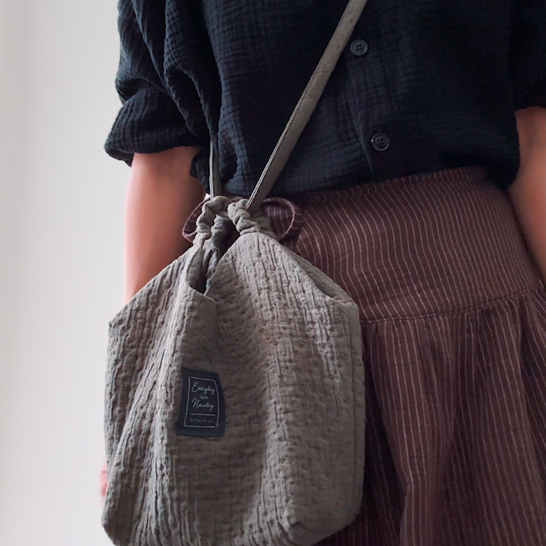 Sewing Therapy Bridge Bag PDF sewing pattern, black bag with a long strap