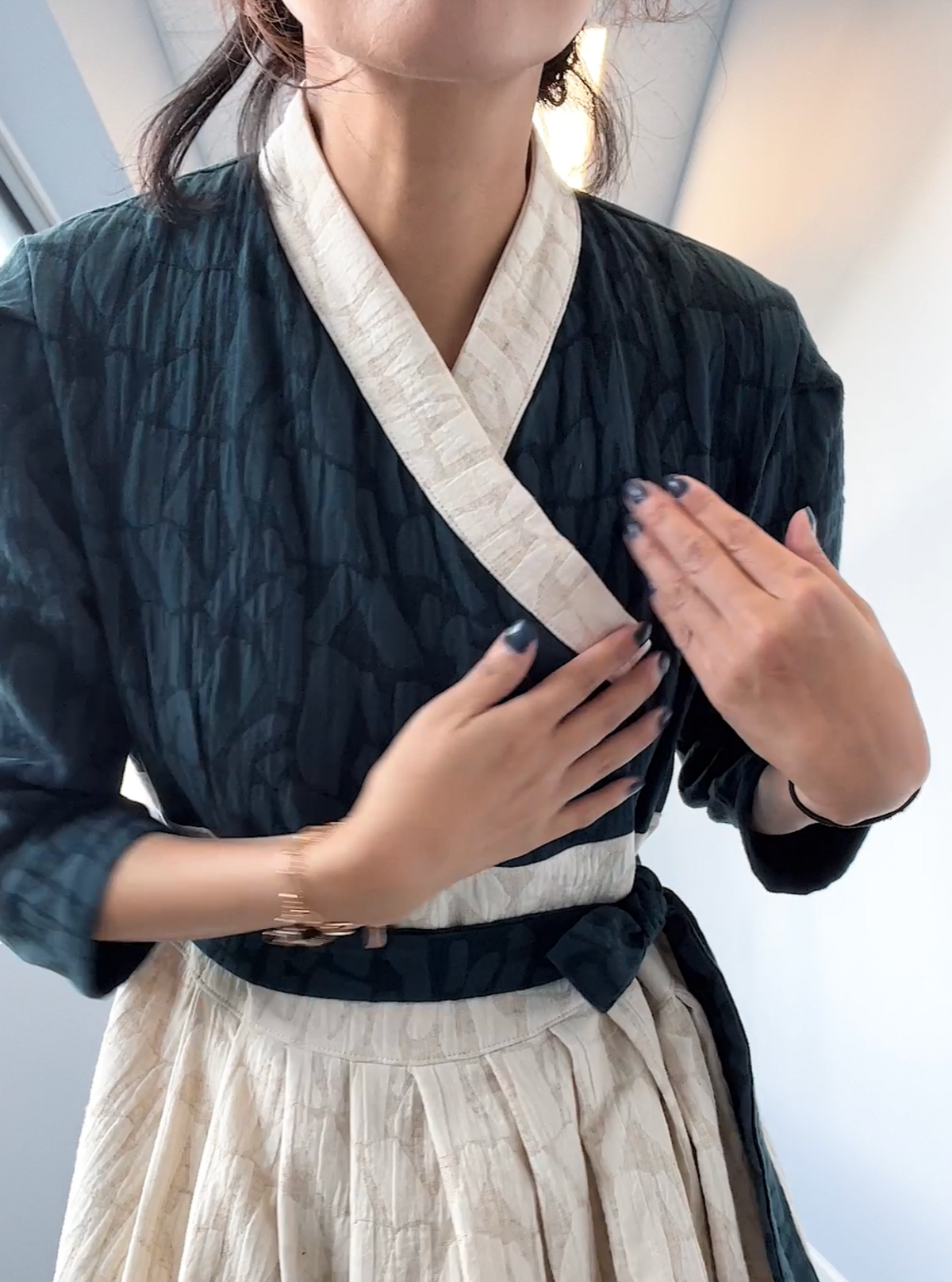 Sewing Therapy Hanbok Wrap Dress PDF sewing pattern, black and white wrap dress