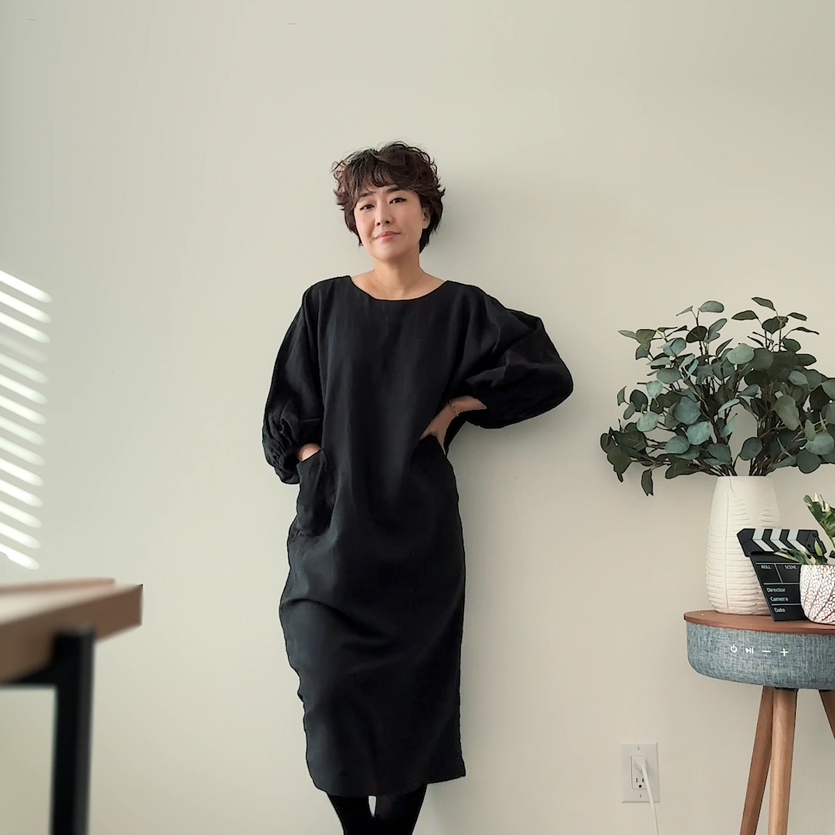 Sewing Therapy Infit Top and Dress PDF sewing pattern, black dress walking