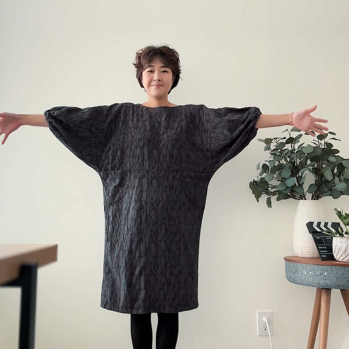 Sewing Therapy Infit Top and Dress PDF sewing pattern, navy dress side view