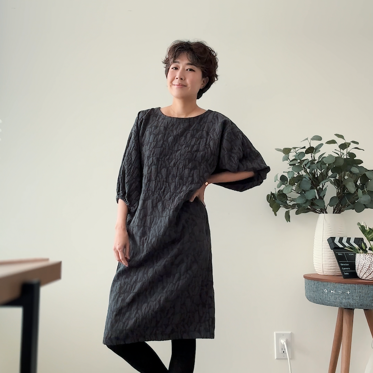 Sewing Therapy Infit Top and Dress PDF sewing pattern, black dress front view