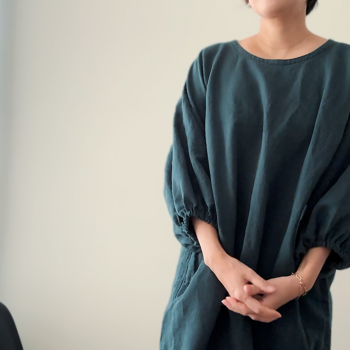 Sewing Therapy Infit Top and Dress PDF sewing pattern, navy top with trousers