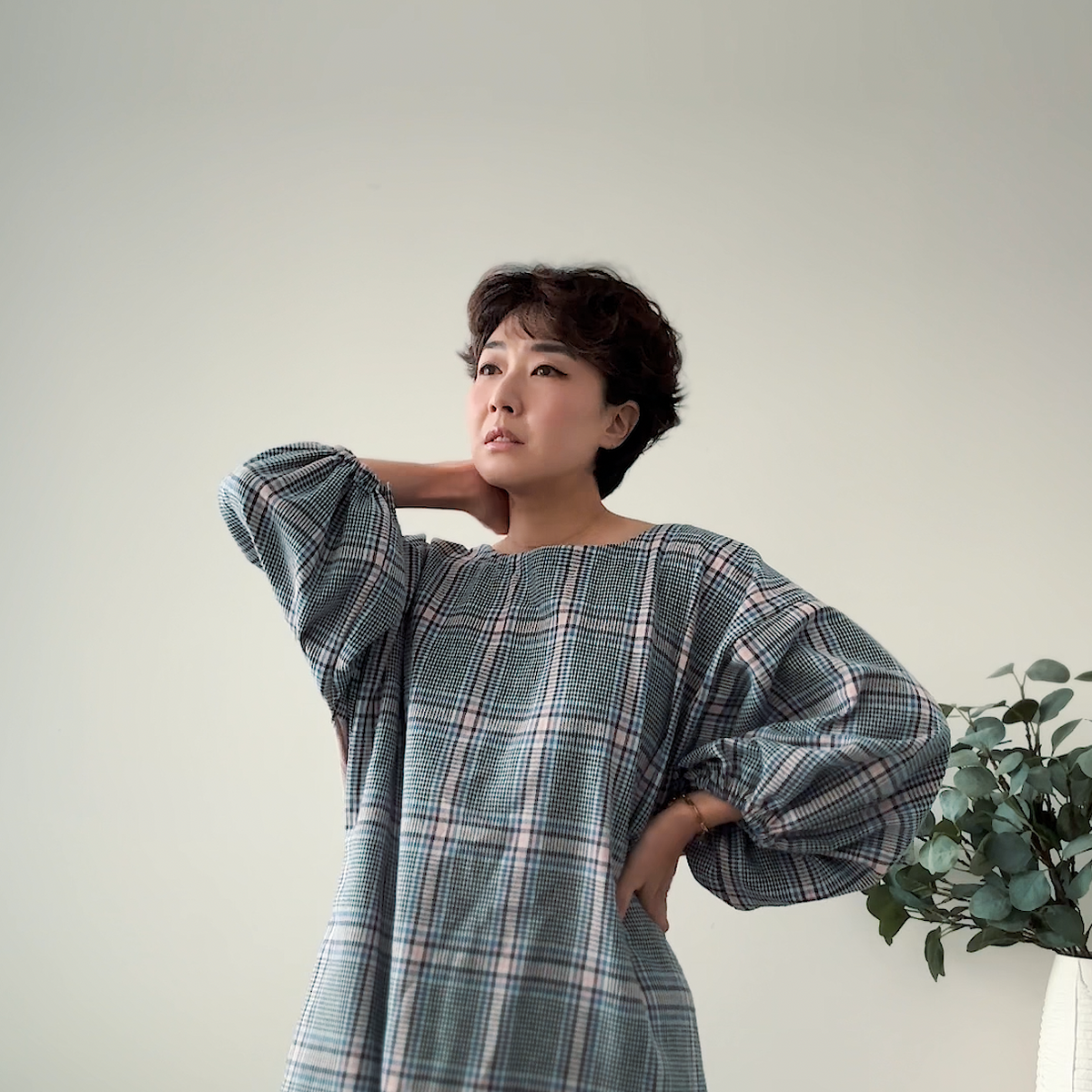Sewing Therapy Infit Top and Dress PDF sewing pattern, green top close-up