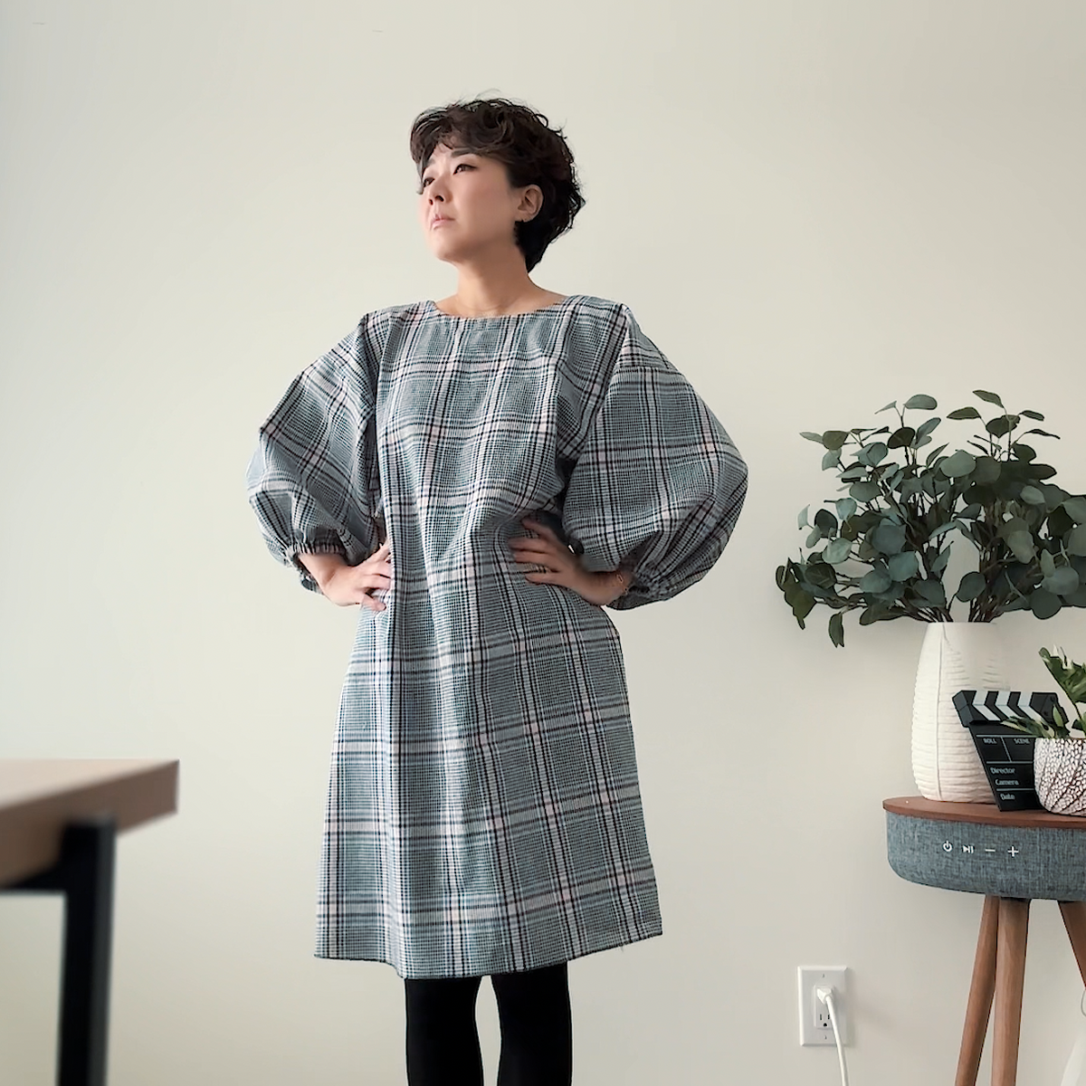 Sewing Therapy Infit Top and Dress PDF sewing pattern, blue print top front view