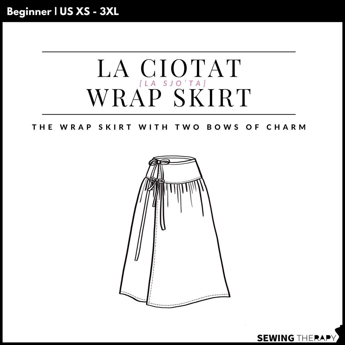 Sewing Therapy La Ciotat Wrap Skirt PDF sewing pattern, cover with line drawings
