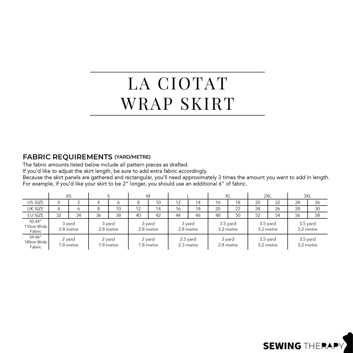 Sewing Therapy La Ciotat Wrap Skirt PDF sewing pattern, blue gingham wrap skirt on a dress form