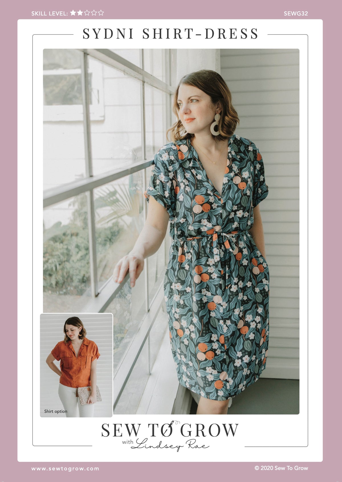 Sew to Grow Sydni Shirtdress PDF sewing pattern, cover page