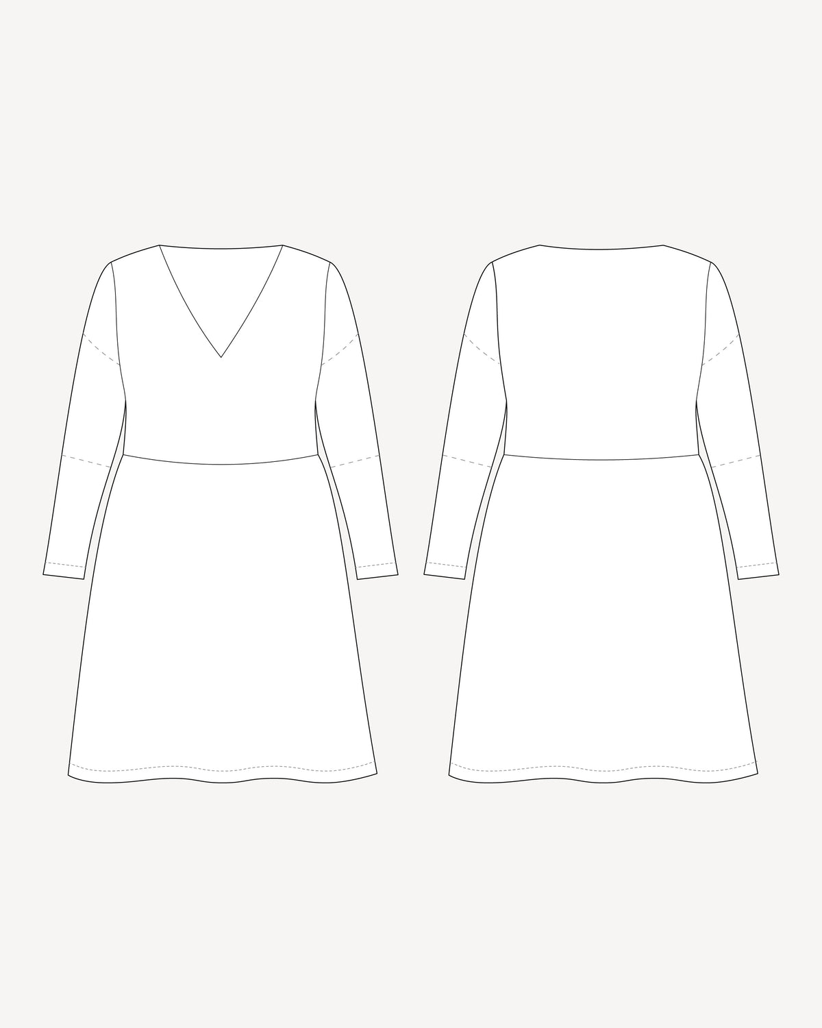 Cashmerette Turner Dress PDF sewing pattern technical line drawings of the views