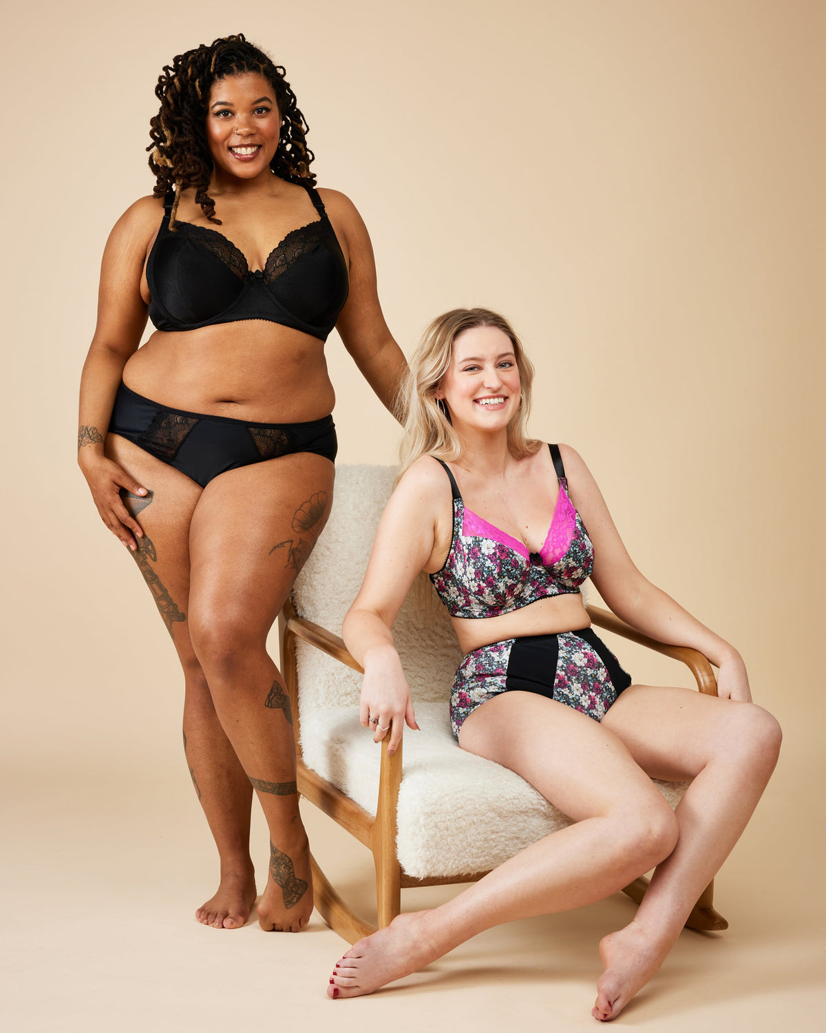 Cashmerette Willowdale Bra PDF sewing pattern, two women wearing lingerie
