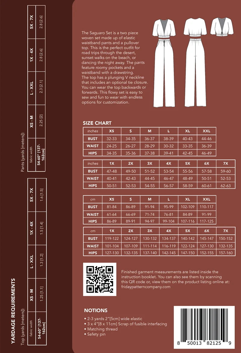 The Saguaro Set - XS - 7X - Friday Pattern Co - Printed Pattern