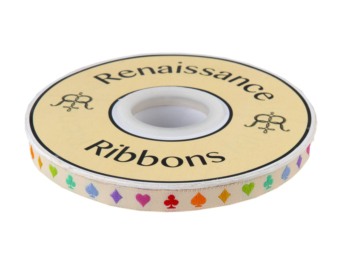 Renaissance Ribbons Suited and Booted ecru ribbon on its spool